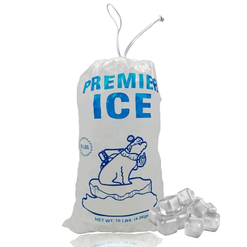 Image of Crystal Clear Premium Quality 10 Lbs Ice Bags Secure Drawstring Closure, Durable Heavy Duty Design for Easy Handling and Commercial Ice Machine Storage Thickness 1.5 Mil 38Microns Pack of (100)
