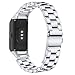 Compatible with Samsung Galaxy Fit SM-R370 Bands, Galaxy Fit Watch Band Solid Stainless Steel Metal Replacement Bracelet Strap for Galaxy Fit SM-R370 Smart Watch, Adjustable (Silver)