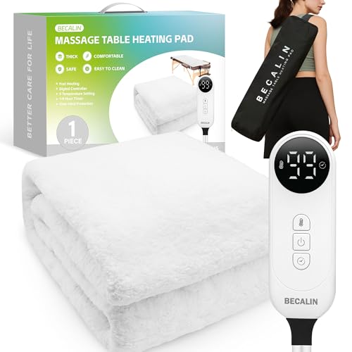 Massage Table Warmer Heating Pad Massage Bed Warmer Pad with 9 Hours Timer, 9 Heat Settings, Overheat Protection for Massage Bed & Spa, Thickened & Soft Fleece, 30