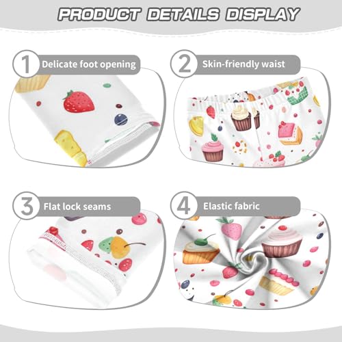 Wusikd Cute Cake Girls' Leggings Toddler Doodles Kids Yoga Pants Dance Active Tights 4T3