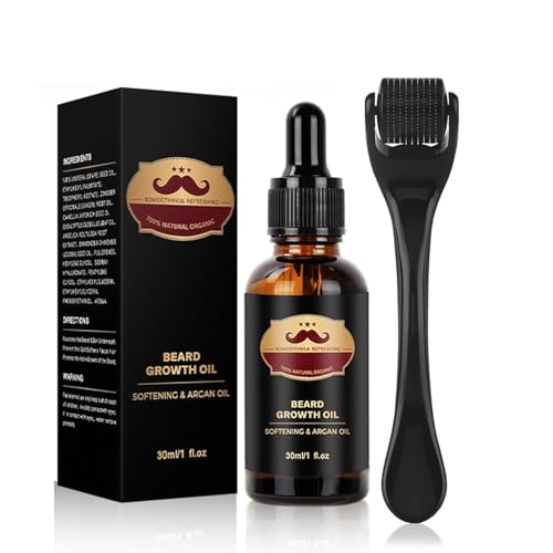 Bartwachstumsset – Bartroller + Bartöl– stimulieren Sie Bart und...