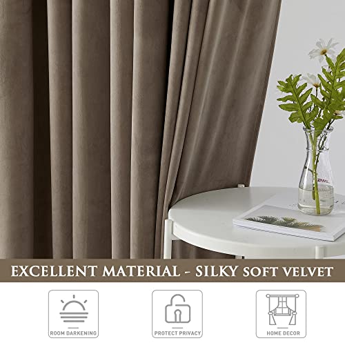 PONY DANCE Blackout Velvet Curtains - 1 Pair of Thermal Blackout Curtains Elegant Home Decor Window Treatment for Living Room/Bedroom, Eyelet Curtains 52x84 Inch, Champagne - Image 6