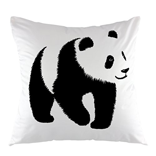 oFloral Decorative Panda Throw Pillow Case Square Cushion Cover for Home Sofa Couch Car Bedroom Chair Living Romm Decor 18 x 18 Inch Black White