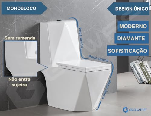 Vaso Sanitário Monobloco Completo Diamante - Caixa Acoplada branca