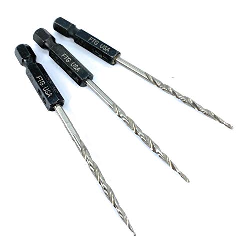 FTG USA Replacement Tapered Countersink Drill Bit Set 3 Pc (#4) 7/64" Countersink Bit Same Size Bit Replacement Only, Countersink Replacement Drill Bit for Wood Counter Sinker Drill Bit Set