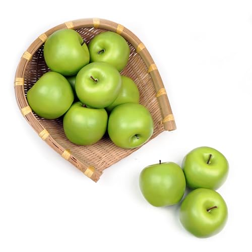 12PCS Fake Green Apples 3 Lifelike Artificial Apples