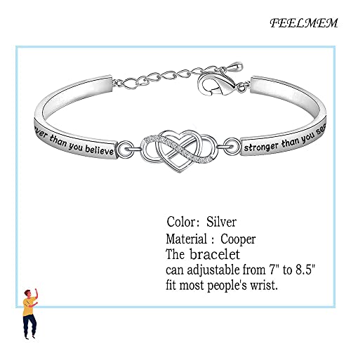 FEELMEM Inspirational Bracelet for Daughter Gifts from Mom You are Braver Stronger Smarter Than You Think to My Daughter Gift2