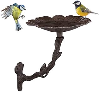 Relaxdays Hanging Cast Iron Bird Bath, Garden Decor, Petal, Bird Feeder, Water Bowl, Wild Bird Feeder, Brown