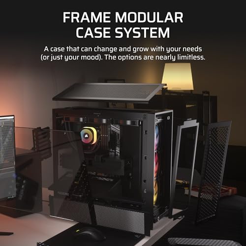 Image of CORSAIR Frame 4000D RS ARGB Modular Mid-Tower ATX PC Case - High Airflow, 3X Pre-Installed RS ARGB Fans, InfiniRail Fan Mounting System, ASUS BTF, MSI Project Zero, Gigabyte Project Stealth - Black
