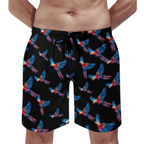 Macaw Bird Watercolor Mens Swim Trunks Quick Dry Beach Swimming Shorts with Mesh Lining and Pockets