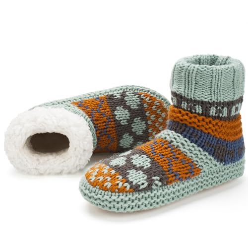 Image of cosyone1997 Slipper Socks for Women Warm Fuzzy Non Slip Soft Sole | Sherpa lining, padded sole, stretchy cuff and gripper dots for bedroom or lounging; gift-ready box, machine washable