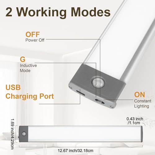 Image of LEPOTEC 54 LED Under Cabinet Light, Pantry, Camper /Caravan, 2500mAh Rechargeable Wireless Motion Sensor Closet Light, Ultra Thin, Glare-Free Lighting for Removable Anywhere (1 Pack)