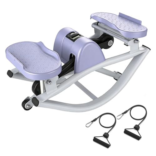 Image of Melfluo Rock Stepper Exercise Machine – No Assembly Side Stepper for Home Gym, Quiet Step Machine with Resistance Bands, Low-Impact Glute Trainer, 113kg/250lbs