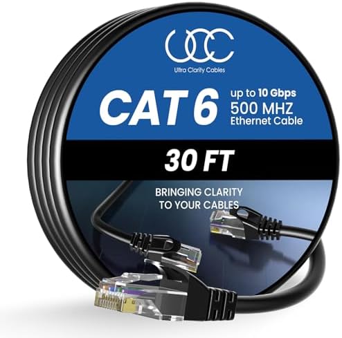 Ultra Clarity Cables Cat6 Ethernet Cable, 30 Feet Patch cat 6 Ethernet LAN Wire UTP (9.1 Meters) RJ45 Network Internet Cable - 30 ft