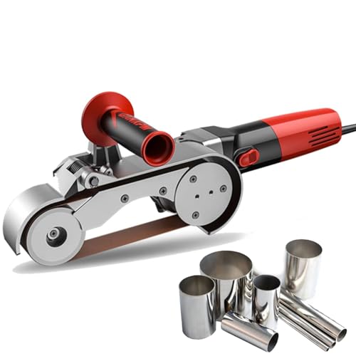 Szlifierka do rur o mocy 1100 W, 6 zmiennych prędkości, 5 pasów szlifierskich, idealna do wykończenia metalu, tworzywa sztucznego, narzędzie do wygładzania powierzchni