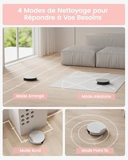 Lefant Aspirateur Robot avec Télécommande N1,4500Pa Puissant Aspiration,165min d'Autonomie, Auto-Charge Robot Aspirateur, Version sans WiFi, Idéal pour Les Poils d'animaux Sol Dur Tapis