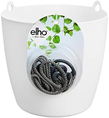 Elho Brussels Hanging Basket 18 - Flower Pot for Indoor - Ø 18.3 x H 18.0 cm - White/White