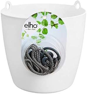 Elho Brussels Hanging Basket 18 - Flower Pot for Indoor - Ø 18.3 x H 18.0 cm - White/White