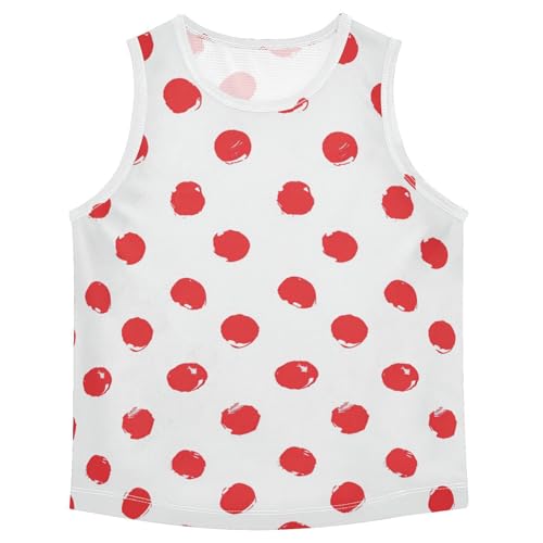 susiyo Red Polka Dot Pattern Boys Sleeveless Tank Top Girls Athletic T Shirt