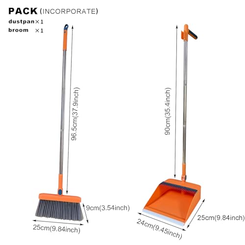 YGNNBC Dieses Set aus Kehrschaufel und Besen mit langem Stiel ist EIN vielseitiges Kehrwerkzeug mit einem windfesten, drehbaren Besen und einem Langen Stiel für effektive Reinigungslösungen (orange) – Bild 3
