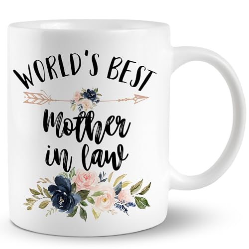 JRTW Mother in Law Mug, Mother in Law Coffee Cups Ceramic, World's Best Mother in Law Coffee Mug,...