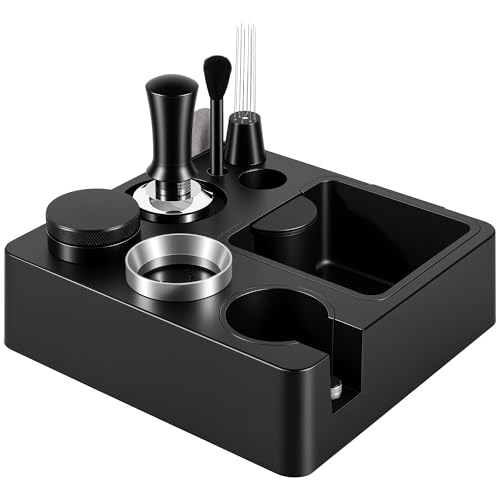 Image of Reoszeank 58mm Espresso Accessories Kit, Espresso Knock Box and Tamping Station, Coffee Tamper, Distributor, WDT Distribution Tool, Dosing Funnel and Puck Screen Set Fits Breville 58 mm Portafilter