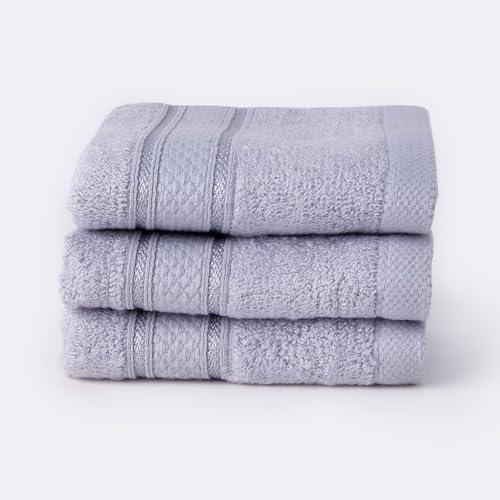 Image of Bamboo Soul Bamboo Face Towel | Ultra Absorbent & Super Soft | 30 x 30 cm - 550 GSM | Pack of 3 (Light Grey)