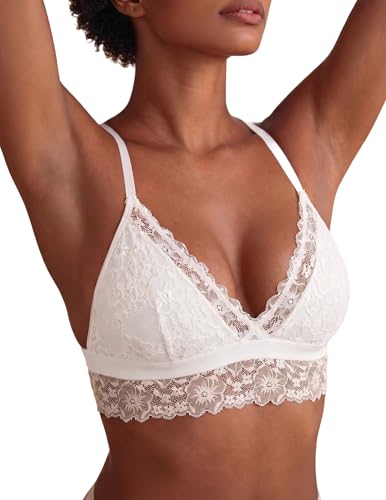 Image of Avidlove Lace Bralette for Women Sexy Wireless Bralettes Non Padded Bralette V Neck Minimizer Lingerie