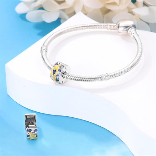 Pandach 925 sterling silver Clip Spacer Charm for Bracelet Clip Lock Stopper Bead Spacer European Openable Beads 2Pcs2