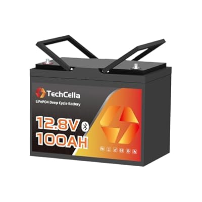 TechCella 12V 100Ah LiFePO4 Battery Bluetooth, Group 24, 100A BMS, Low Temp Cut Off, Deep Cycle Lithium Battery 12V 100Ah for Trolling Motor, Boat, RV, Solar, Camping, Off Grid