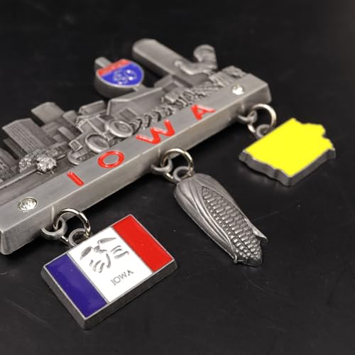 Imán de Iowa con amuletos, coleccionable, 3 x 3 pulgadas miniatura 5