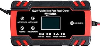Cargador de Batería,Cargador Bateria Coche Cargador de batería de Coche de 12 / 24V 8A Pantalla táctil Pulso reparación del Cargador de batería for el Coche Batería de la Motocicleta