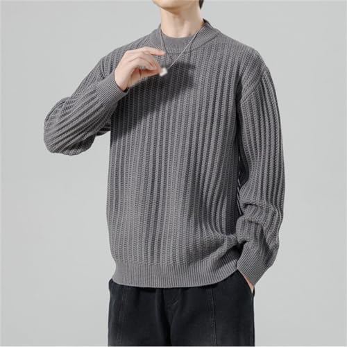 Men's Basic Sweater Warm Pit Striped Sweater Men's Fall Pullover Crew Neck Sweater4