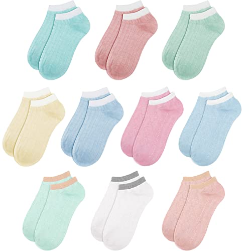 Glamorstar Ankle Socks for Women 10 Pairs Cotton Low Cut No Show Socks Mixed Color Set A