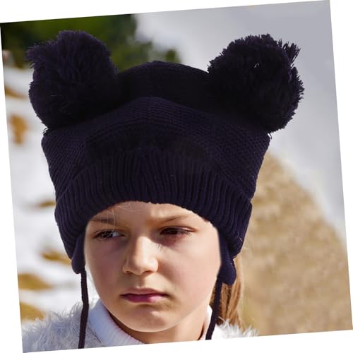 BESPORTBLE 1set Boy Girl Winter Hat Mittens Set Boy Girl Gloves for Fleece Mittens and Hat Newborn Clothes Dark Blue4