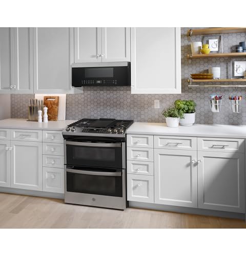 Image of GE Profile 30 inch Over-the-Range Low Profile Microwave, 1.2 Cu. Ft., 1000 Watts, 400 CFM Hood Vent, LED Lighting, Auto Defrost, Installer-Friendly, Stainless Steel, UVM9125STSS