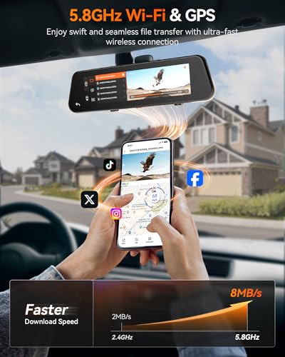 Image of WOLFBOX G900 PRO Rear View Mirror Dash Cam for Car with 8MP STARVIS 2 IMX678, 12-Inch Dash Camera Front 4K and Rear 2.5K, Included 128GB Card, Voice Control, 5.8GHz WiFi, GPS, Loop Recording, G-Sensor