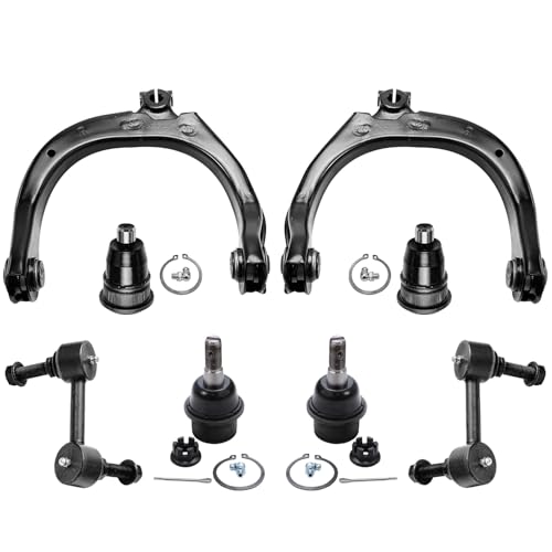 Image of Detroit Axle - 8pc Front End Kit for 2002-2003 Chevy Trailblazer GMC Envoy 2 Upper Control Arms 4 Upper & Lower Ball Joints 2 Sway Bar Links Isuzu Ascender Olds Bravada Replacement