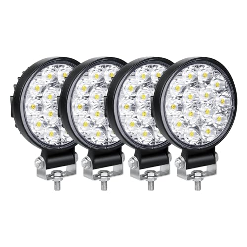 Willpower 4PCS Phare de Travail LED 3.2'' 42W Projecteur LED 12V 24V Etanche IP67 Spot Feux Antibrouillard pour 4x4 Voiture Camion Tracteur SUV Bateau Quad Vehicule