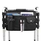 Walker Basket for Folding Walker-Multi Pockets Walker Basket Double-Sided Armrest Pouch with Cup Holder Large Walker Bag for Power Wheelchairs and Walkers,Rollators,Seniors