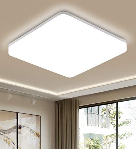 Preisvergleich Produktbild Oeegoo Deckenlampe 15W 1500lm, IP44 Wasserfest Badlampe, Neutralweiß 4000K LED Deckenleuchte Badezimmerlampe, LED Lampen für Badezimmer Balkon Flur Küche Wohnzimmer, 22x22cm