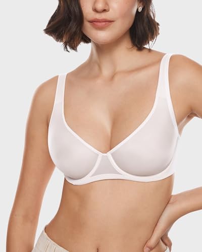 Image of INLYRIC Women's Mesh Balconette Bra Unlined | Ultra-soft, Unlined, Underwire, Light Support, No Padding, Semi-sheer, Demi, Seamless Look, Sexy, Supportive Comfortable
