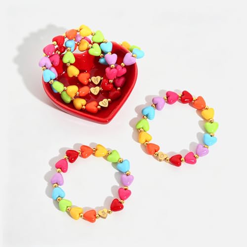 Lorenleya Initial Heart Bracelets for Women, Cute Preppy Letter A-Z Charm Bracelet, Colorful Personalized Birthday Gifts for Women (K) by Lorenleya - Used condition - Image 5