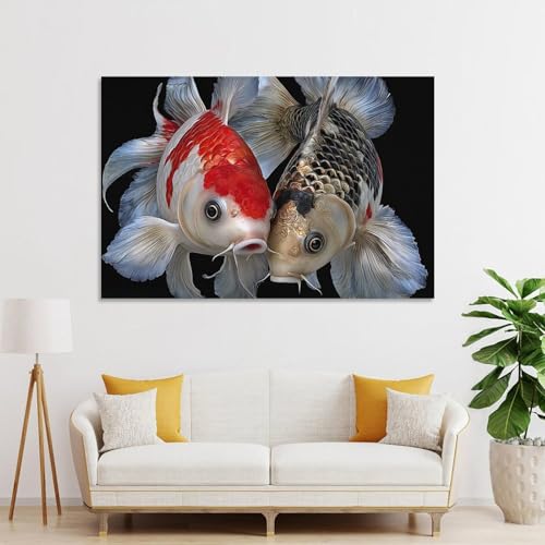 Toile murale koi fish portrait colorée pour décorer une cuisine