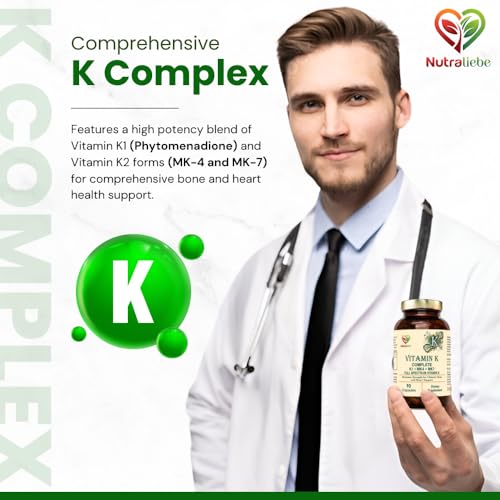 Image of Vitamin K Complex - High Potency, Includes Vitamin K1 (Phytomenadione) & Vitamin K2 (MK-4, MK-7), Non-GMO, 90 Capsules