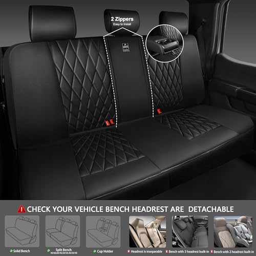 Car Pass ZT122-BK1PUL5 5 Seats Piping Luxury Faux Leather Seat Covers Full Set thumb #2