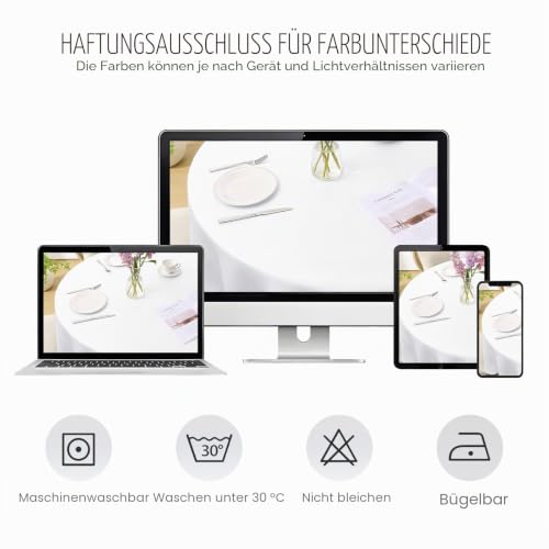 Softalker Tischdecke Outdoor Rund 120 cm Tischdecken Weiße Tischdecke abwaschbar Jacquard-Geometrischem Wasserabweisend Tischtuch… – Ansicht 5