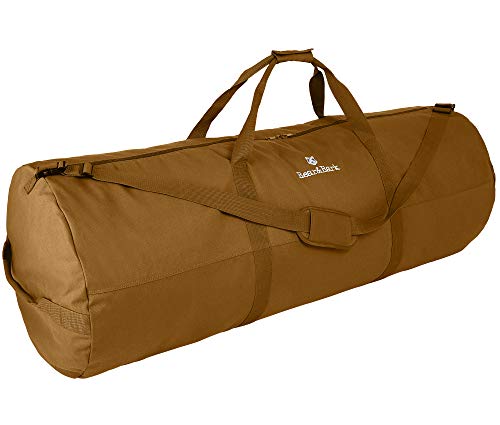 Bear & Bark Extremely Large Duffle Bag - Desert Brown 56"x22" - 348.8L - Canvas Military/Army Cargo Style Duffel Tote for Men & Women– College Student, Backpacking, Travel Luggage/Storage Shoulder Bag