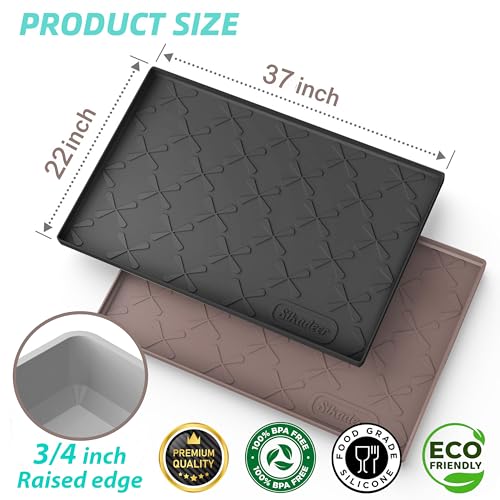 SIKADEER 37" x 22" Under Sink Mat Waterproof, Silicone Mat Kitchen Drawer Shelf and Cabinet Liner, Sink Protector for Kitchen Organizers and Storage, Boot Tray Pet Food Mats