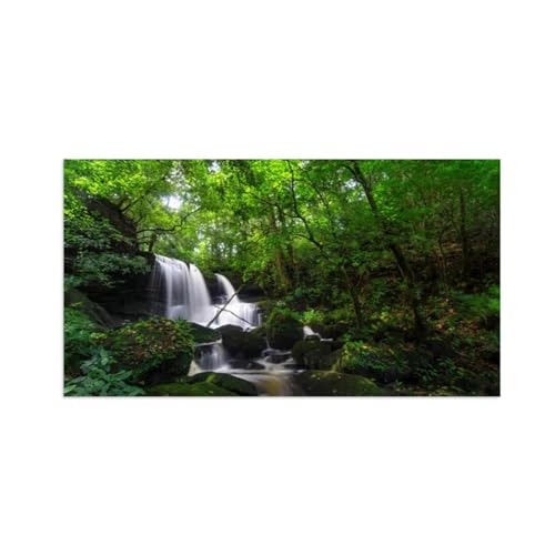 Tableau sur toile grand format pour habiller un mur vide avec un paysage de forêt ensoleillée